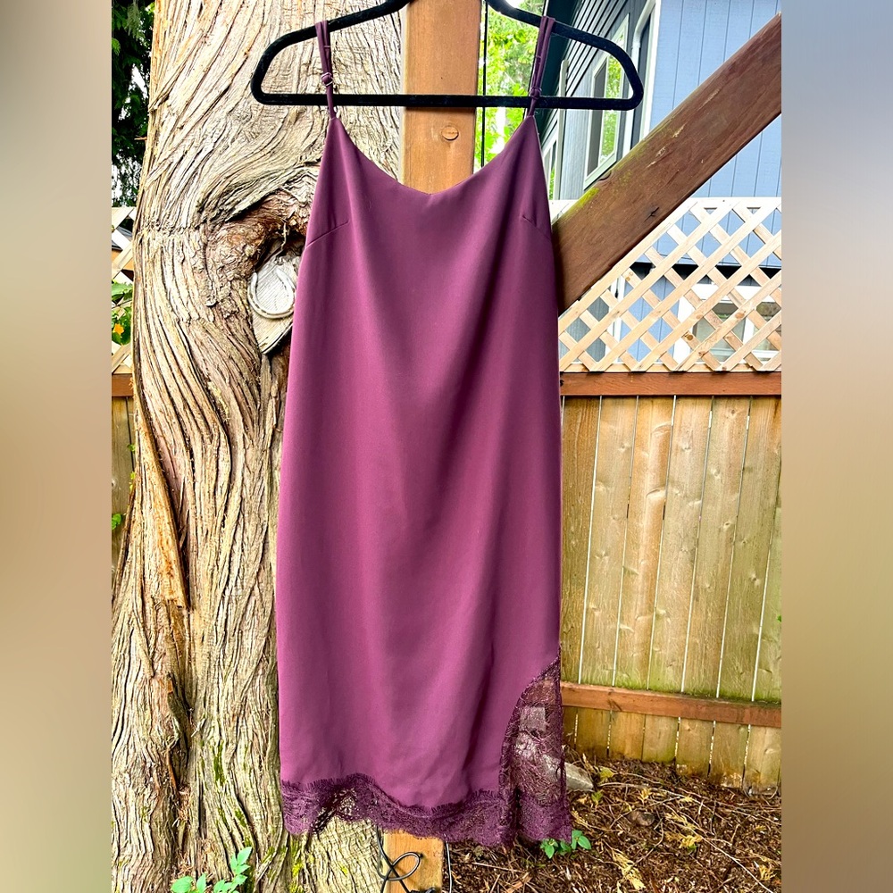 Leith Burgundy Lace Hem Slip Dress | S